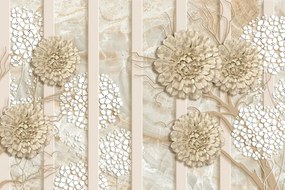 Samolepiaca tapeta abstraktné kvety na mramore - 300x270