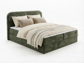 Čalúnená posteľ boxspring FORENA 140x200 cm tmavozelená Matrac: Bonell pružinová matrac