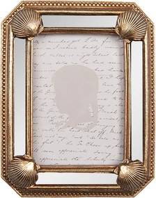 Zlatý fotorámik s mušličkami a zrkadlami - 9*2*12 cm / 6*9 cm