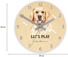 Dětské nástěnné hodiny Ami Zlatý retrívr 30 cm vícebarevné