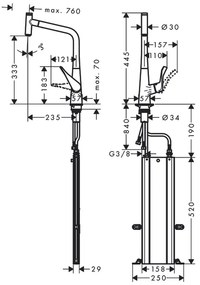 Hansgrohe M71, drezová batéria Metris Select s výsuvnou koncovkou, sBox, EcoSmart, chrómová, HAN-73807000
