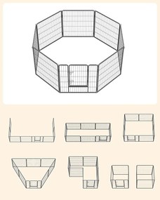 FEANDREA Ohrádka pre šteňatá šedá 8 dielov 77 x 80 cm