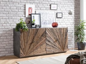 furniture-nabytek.cz - Masívna komoda Derby z recyklovaného dreva a kovu, lakovaná, prírodná / šedá