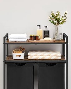 Kôš na bielizeň, 2 výsuvné priehradky, 2 police, 91x73x33cm