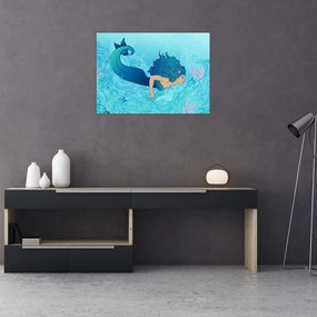 Sklenený obraz - Morská panna (70x50 cm)