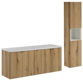 Kúpeľňová zostava Nova Dub II so skrinkami 140 cm dub/biela