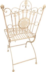 Béžovo-hnedá antik kovová stolička s ornamentom - 52*48*99 cm
