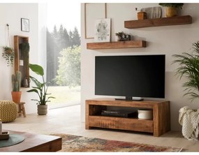 furniture-nabytek.cz - Masívna nástenná polica Country z mangového dreva, lakovaná, hnedá – 100 cm