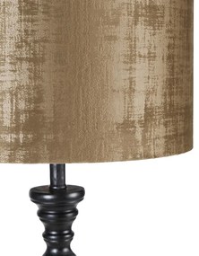 Klasická stojaca lampa čierna s hnedým odtieňom 40 cm - Classico