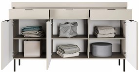 Komoda Sentia 157 cm s 3 zásuvkami - kašmírová / čierna