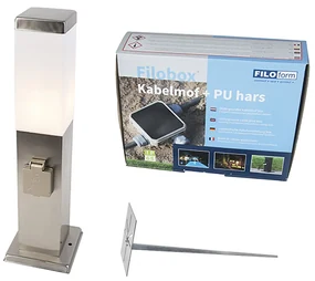 Vonkajšia lampa oceľ vrátane objímky IP44 - Malios so zemným kolíkom a káblovou objímkou