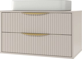 Závěsná skříňka pod umyvadlo Avila s deskou 80 cm kašmír/zlatá