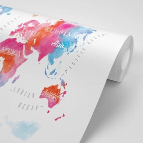 Tapeta mapa sveta v akvarelovom prevedení - 150x100