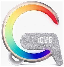 Immax 08986L-LED RGB Stmievateľná lampa s budíkom a Qi nabíjaním 30W/230V zlatá IM1314
