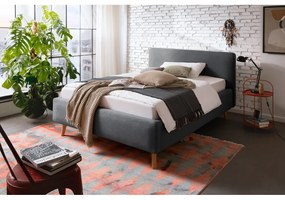 Antracitová čalúnená dvojlôžková posteľ s úložným priestorom s roštom 140x200 cm Mattis – Meise Möbel