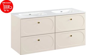 Comad Kúpeľňová skrinka s keramickým dvojumývadlom Donna Sand 120 cm - béžový piesok