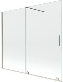Mexen Velar, 2-krídlová posuvná vaňová zástena 180 x 150 cm, 8mm číre sklo, brúsená oceľ, 896-180-000-01-97