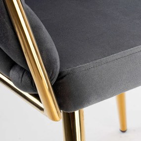 Jedálenská stolička COFTON zamatová, zlatá / grafitová