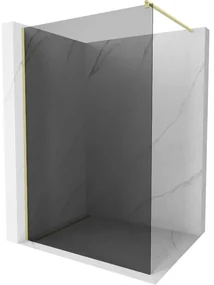 Mexen Kioto, sprchová zástena Walk-In 120 x 200 cm, 8mm šedé sklo, zlatý matný profil, 800-120-101-55-40