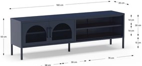 Tmavomodrý TV stolík 160x50 cm Diora – Marckeric