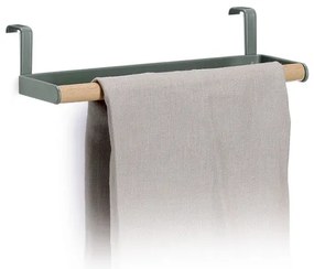 Zeller Present Držiak na utierky, závesný stojan na dvierka, matná zelená, kov/buk