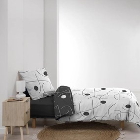 Biele/tmavosivé obliečky na jednolôžko z mikrovlákna 140x200 cm Sonate – douceur d'intérieur