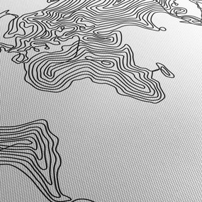 Obraz - Mapa v líniách (s hodinami) (90x30 cm)