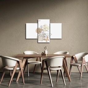 Obraz - Béžové kvety s motýľom N⁰1 (90x60 cm)