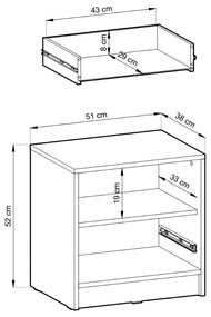 NOČNÝ STOLÍK LETIZIA S LAMELAMI SIVÁ