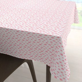Biante Detský bavlnený štvorcový obrus Sandra SA-128 Koralové obláčiky na bielom 150x150 cm