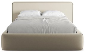 Béžová čalúnená dvojlôžková posteľ s úložným priestorom s roštom 140x200 cm Kiana – Makamii