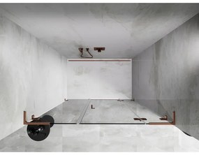 Mexen Lunar L, výklopné pravé sprchové dvere 145 cm, 8mm číre sklo, ružové zlato profil, 834SL-145-050-60-00-P