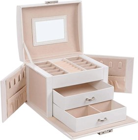 Songmics Šperkovnica Livia1, 12x17,5x13,5 cm, biela