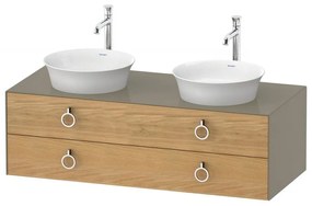 DURAVIT White Tulip závesná skrinka pod dve umývadlá na dosku, 2 zásuvky, 1300 x 550 x 408 mm, dub prírodný masív/kameňovo šedá vysoký lesk, WT4993BH5H2