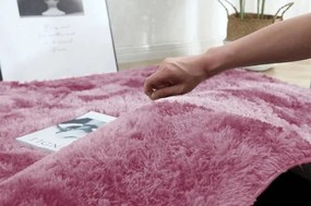 Protišmykový koberec SHAGGY ombré, červený