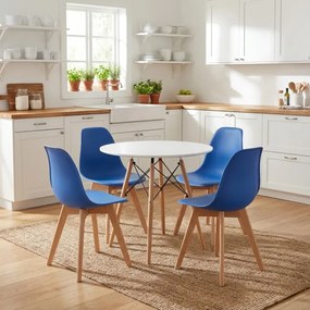 Set troch jedálenských stoličiek KITO modré / naturálne nohy (3 ks)