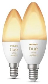 PHILIPS HUE Múdra LED stmievateľná žiarovka HUE, E14, B39, 5,2 W, 470lm, teplá biela-studená biela, 2ks