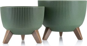 PLASTOVÝ KVETINÁČ ROSA LINEA ECO SADA 2KS 15X24,3 CM+18,3X29,2 CM ZELENÁ