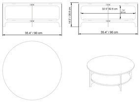 Dizajnový konferenčný stolík Rawiya 90 cm biely / zlatý