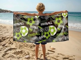 Rýchloschnúca XL plážová osuška GOAL farebná 100 x 180 cm, 100% mikrovlákno