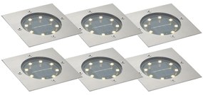 Sada 6 štvorcových hliníkových solárnych zemných svietidiel s LED, IP65 - Terry