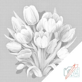 Gario Bodkovanie Kytica tulipánov Rozmery: 50 x 50 cm, Rámovanie: Iba zrolované plátno, Farba bodiek: Čierna