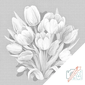 Gario Bodkovanie Kytica tulipánov Rozmery: 80 x 80 cm, Rámovanie: Iba zrolované plátno, Farba bodiek: Čierna