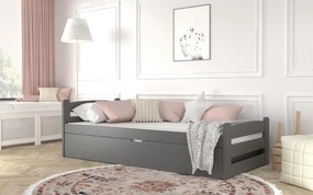 Posteľ z masívu DAVID s úložným priestorom - 200x90 cm - šedá
