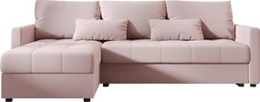 Rozkladacia obojstranná sedacia súprava do L VENORIA 220x143 cm, púdrovo ružová + 2 vankúšiky ZDARMA