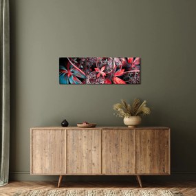 Abstraktný obraz exotických kvetov (s hodinami) (90x30 cm)