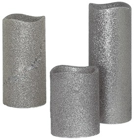 3dielna sada LED sviečok BestBerg / 10/15/20 cm / strieborná