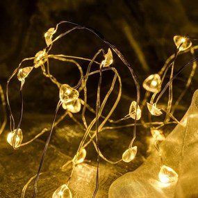 DECOLED Svetelná reťaz LED na batérie, so srdiečkami, teplá biela, 20 LED, 2,3 m