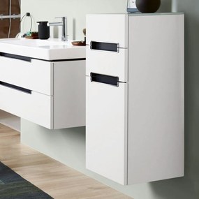 VILLEROY &amp; BOCH Subway 2.0 závesná bočná skrinka nízka, 1 dvierka + 2 šuplíky, pánty vpravo, 356 x 370 x 857 mm, White Matt, A7131RMS