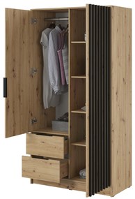 Šatní skříň Nelly 105 cm dub artisan/černá